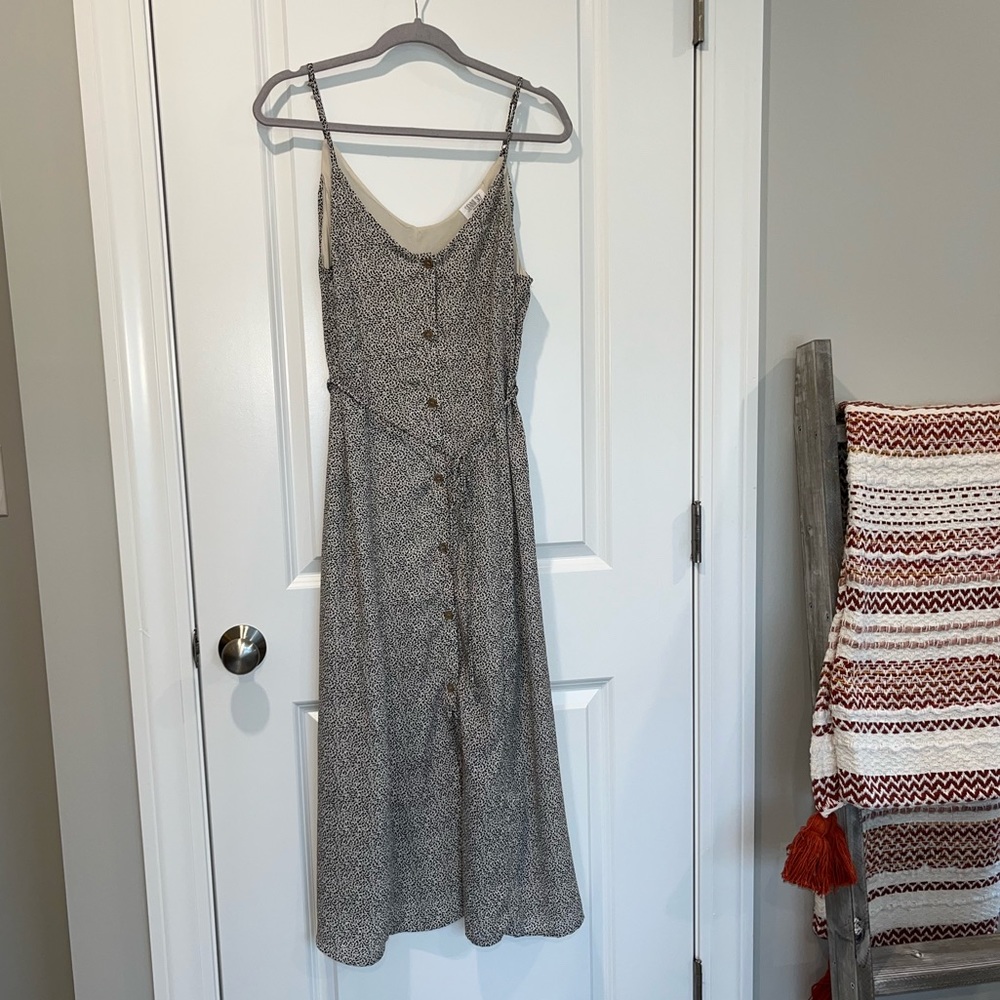 Sienna Sky leopard midi button up dress with tie